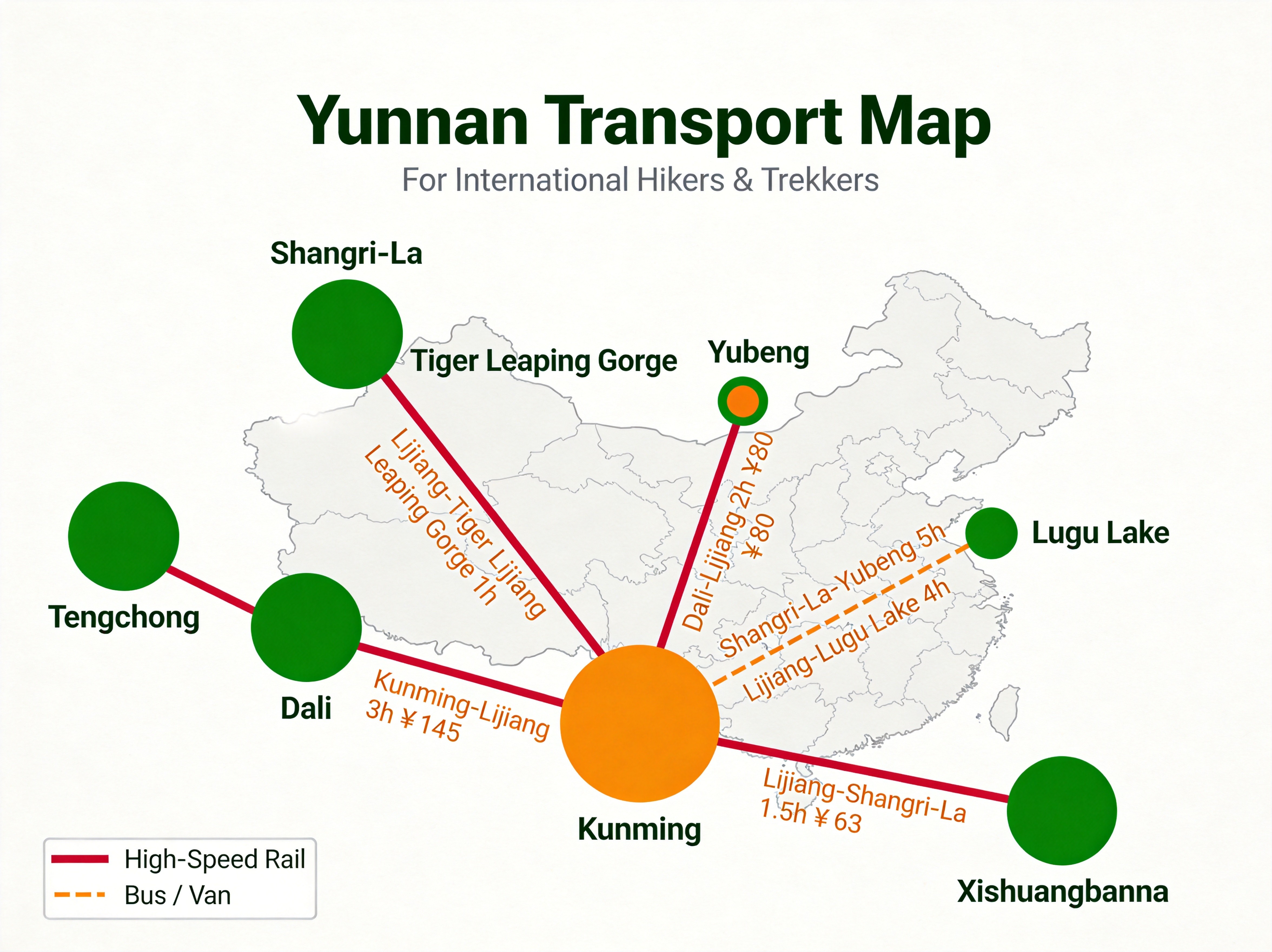 Yunnan Transport Map for Hikers