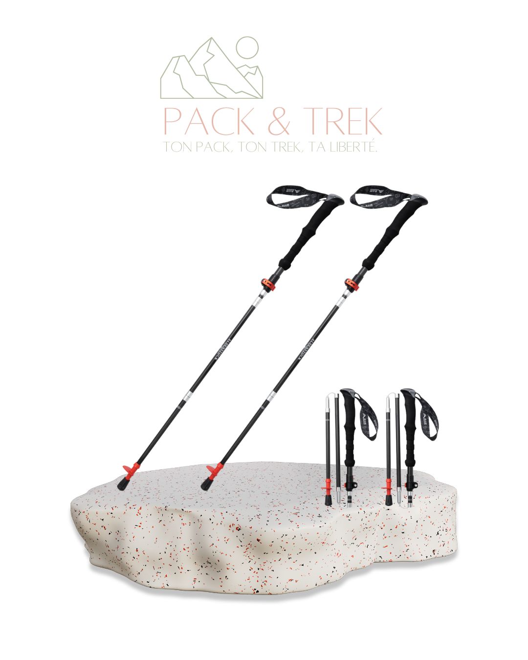 BISINNA Foldable Carbon Fiber Trekking Poles view 2