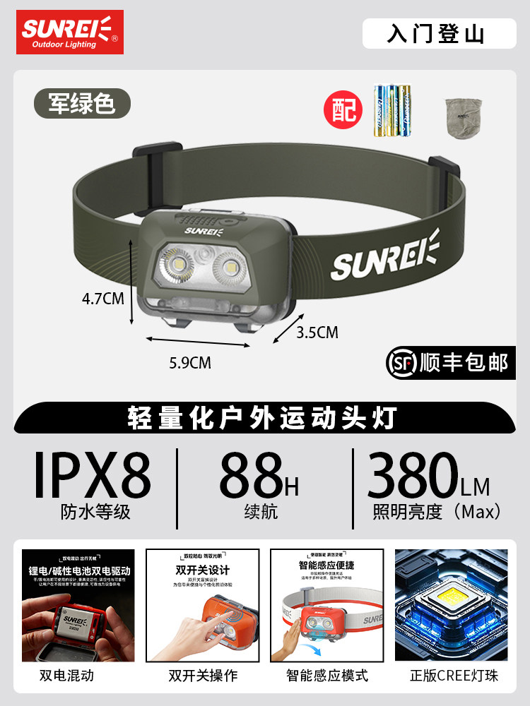 Sunree Star 580 Rechargeable Headlamp view 4